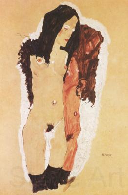 Egon Schiele Two Reclining Girls (mk12) Norge oil painting art